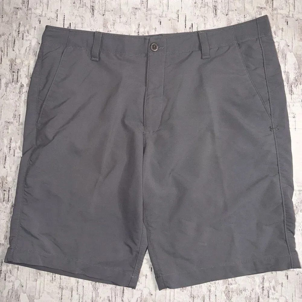 Under Armour Men’s Golf Shorts Gray Heatgear Performance Flat Front Size 38